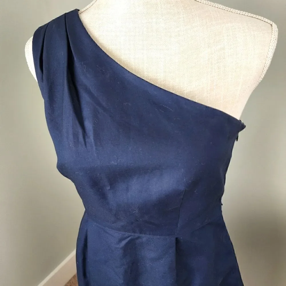 J CREW WOMEN'S MISHA ONE SHOULDER WITH SUBTLE PLEATING FITTED DRESS SIZE 0